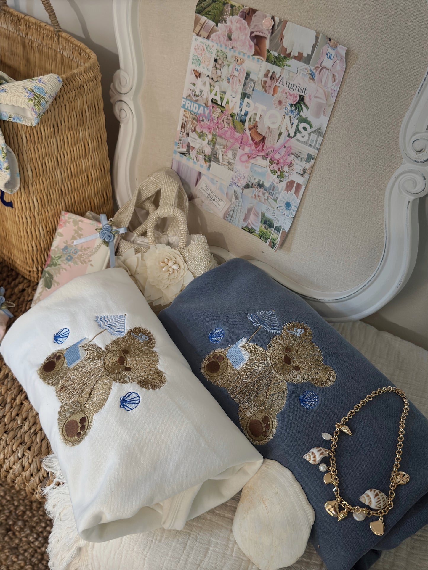 BEARY By The Shore Teddy Embroidered Crewneck