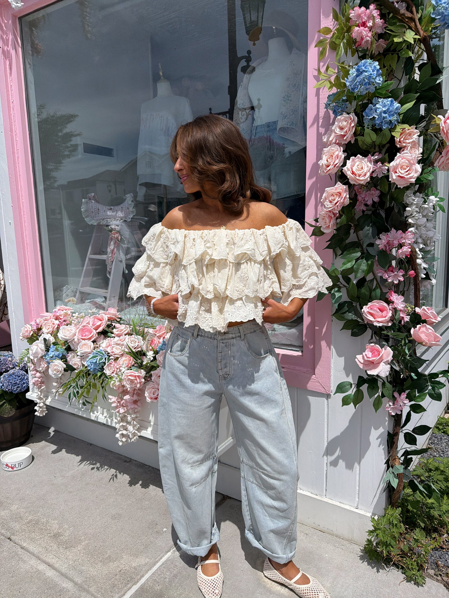 Lace Oat Ruffles Top