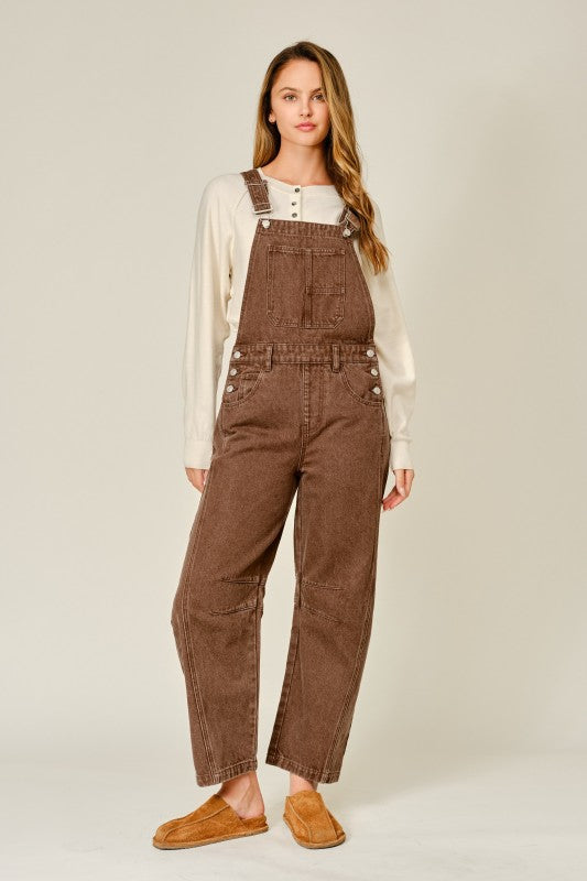 Mocha Barrel Overalls