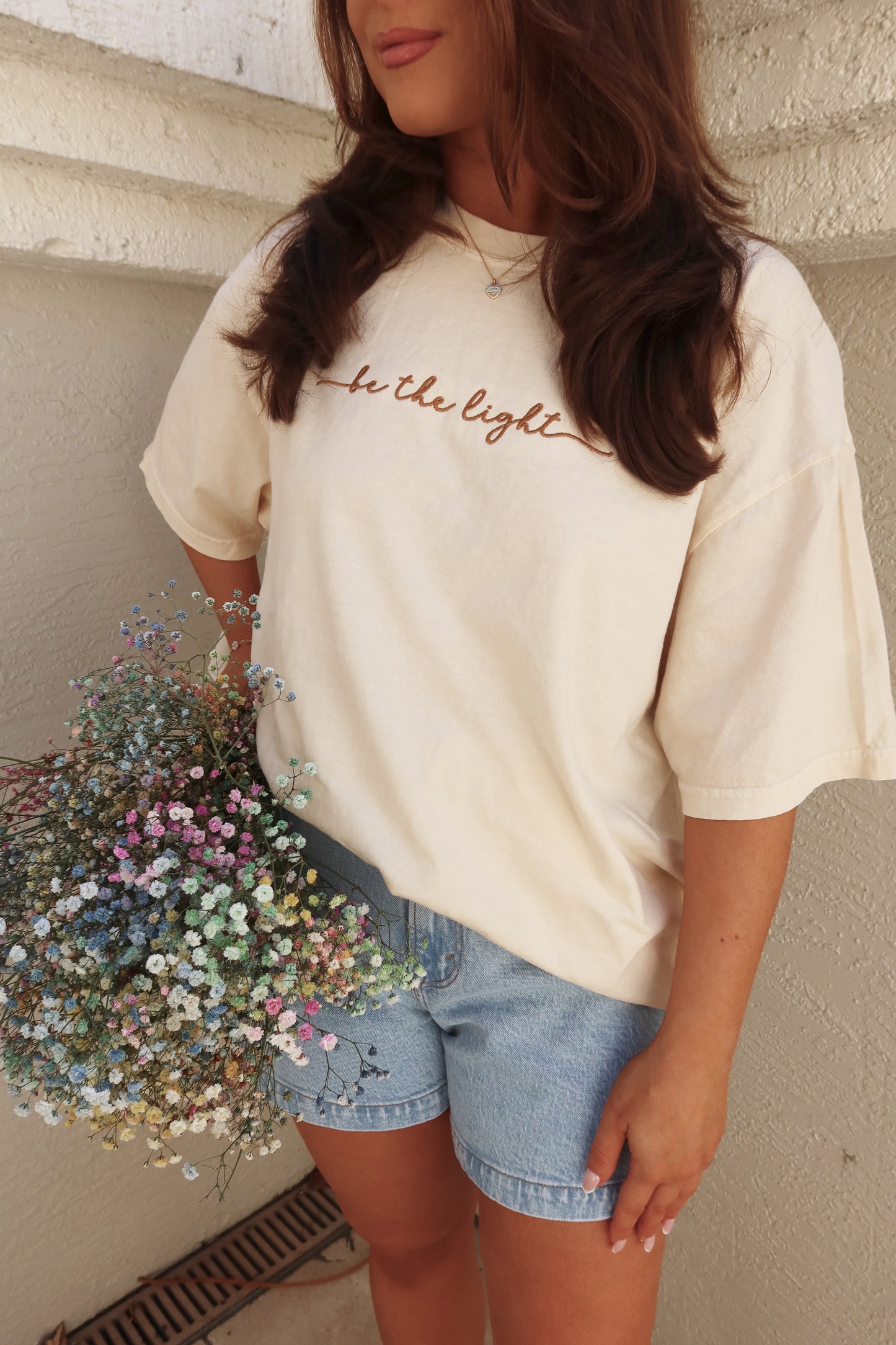 Be The Light Embroidered Boyfriend Tee
