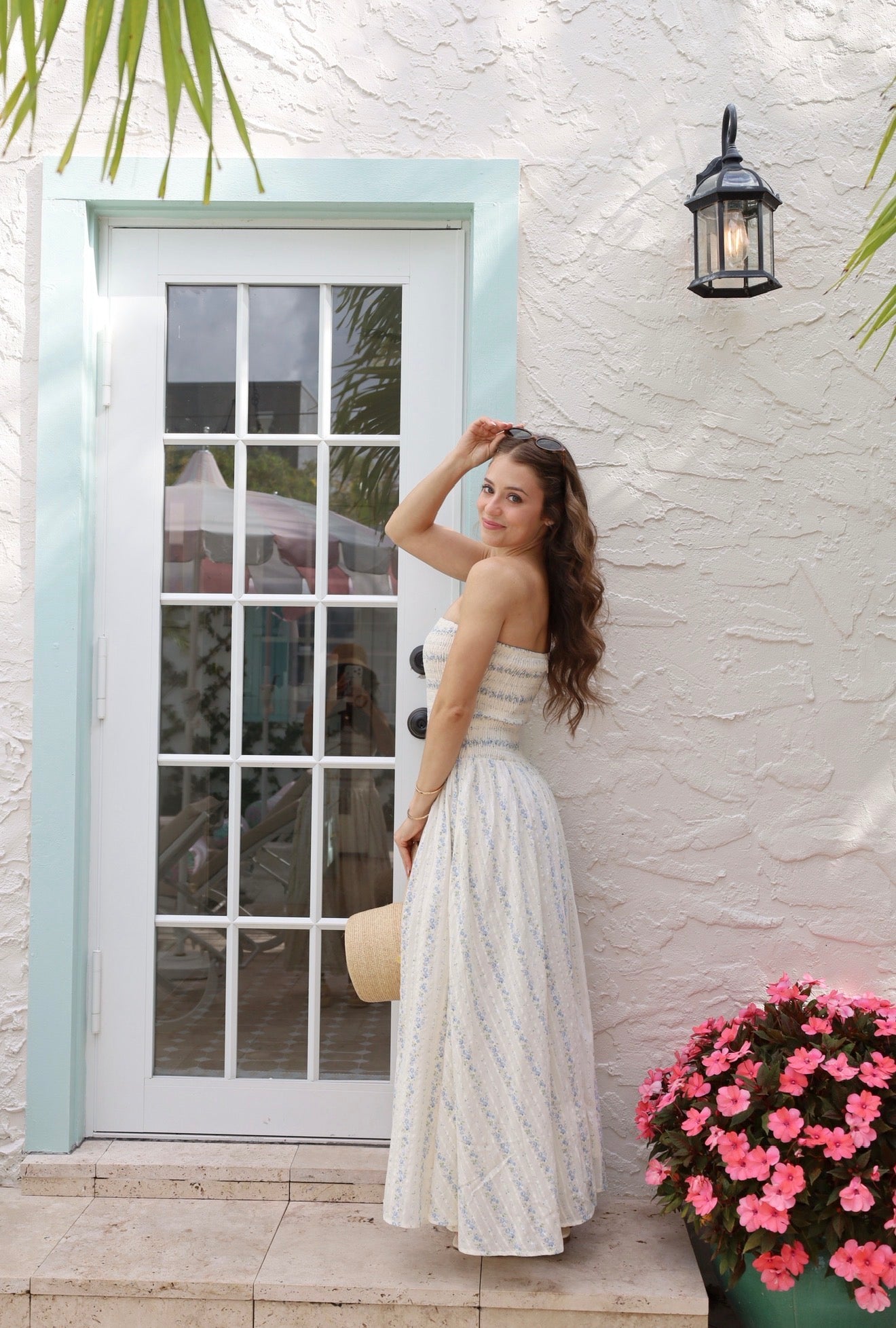 Palm Bliss Maxi Dress (blue)