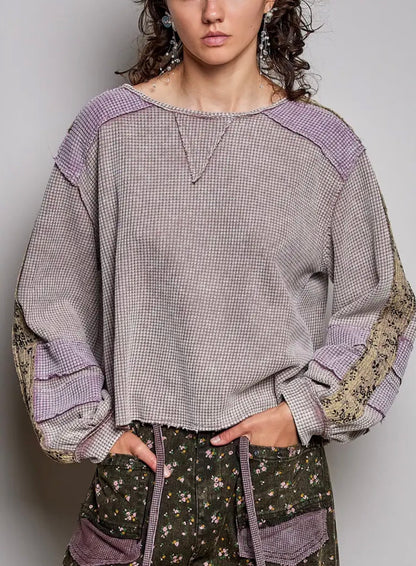 Floral Keepsake Vintage Waffle Knit