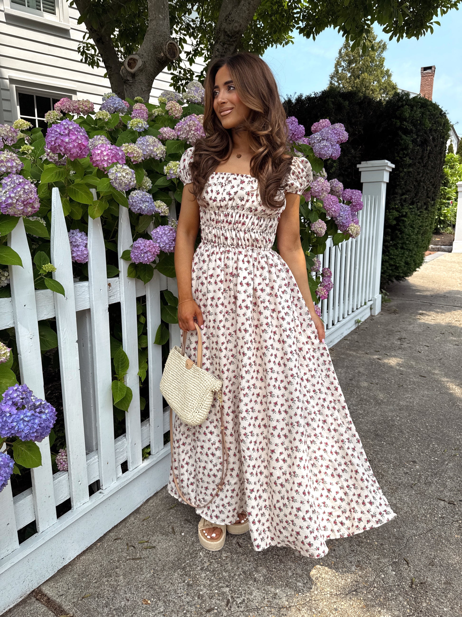 bayside florals maxi dress Cotton Blue Floral Maxi Dress - All Dresses
