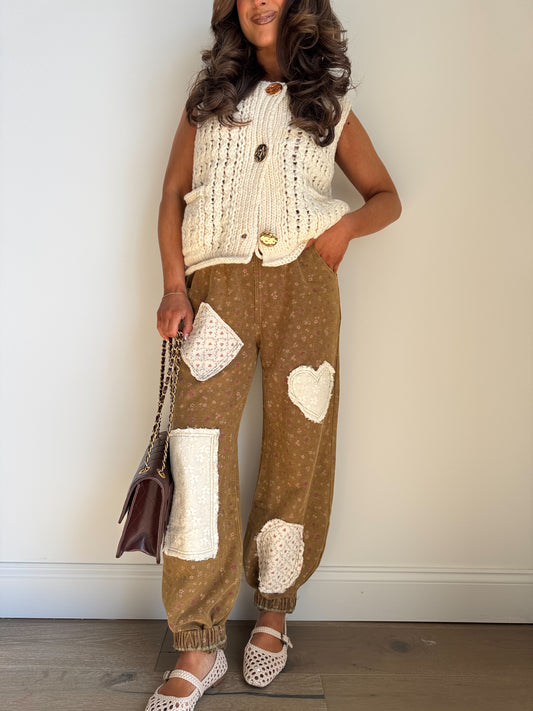 Love Patch Joggers (Caramel) PRE ORDER ADDED SEP 1