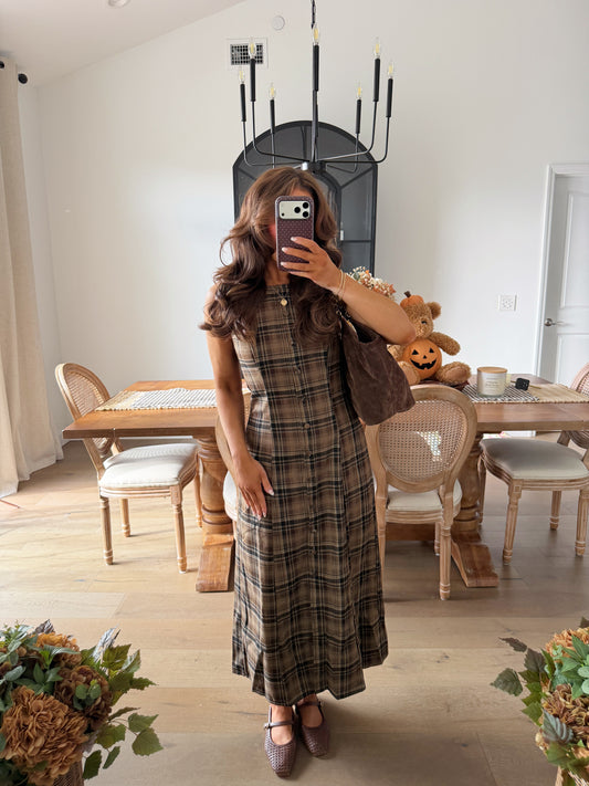 Fall Festival Midi Plaid Dress (can’t restock)