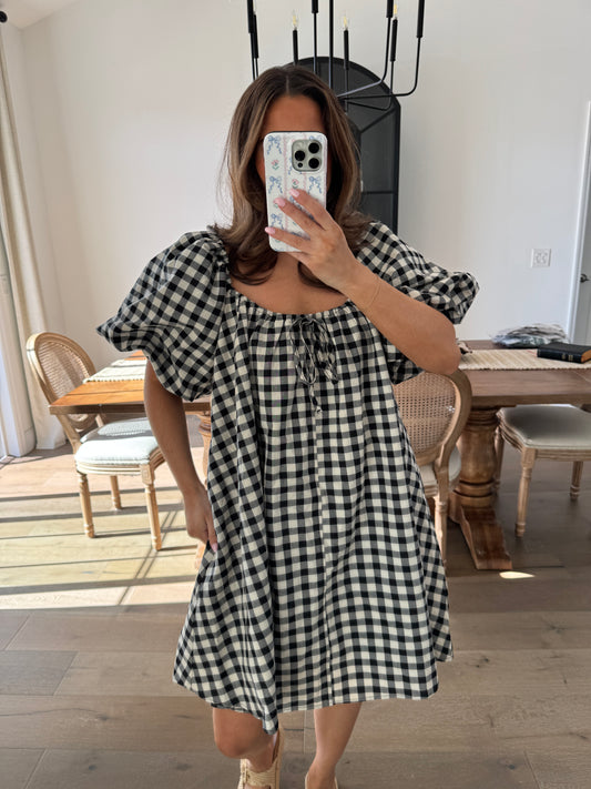 SMALL GINGHAM PUFF SLEEVE