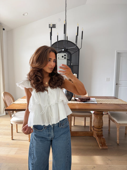 The I Do Ruffled Lace Top