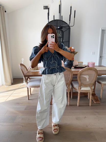 Denim Puff Sleeve Top