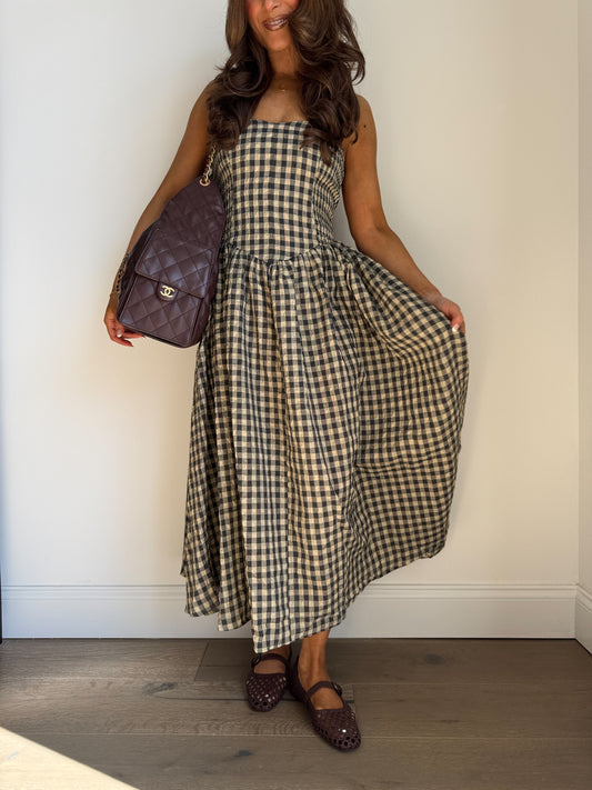 Cottage Farm Gingham Midi Dress (can’t restock)