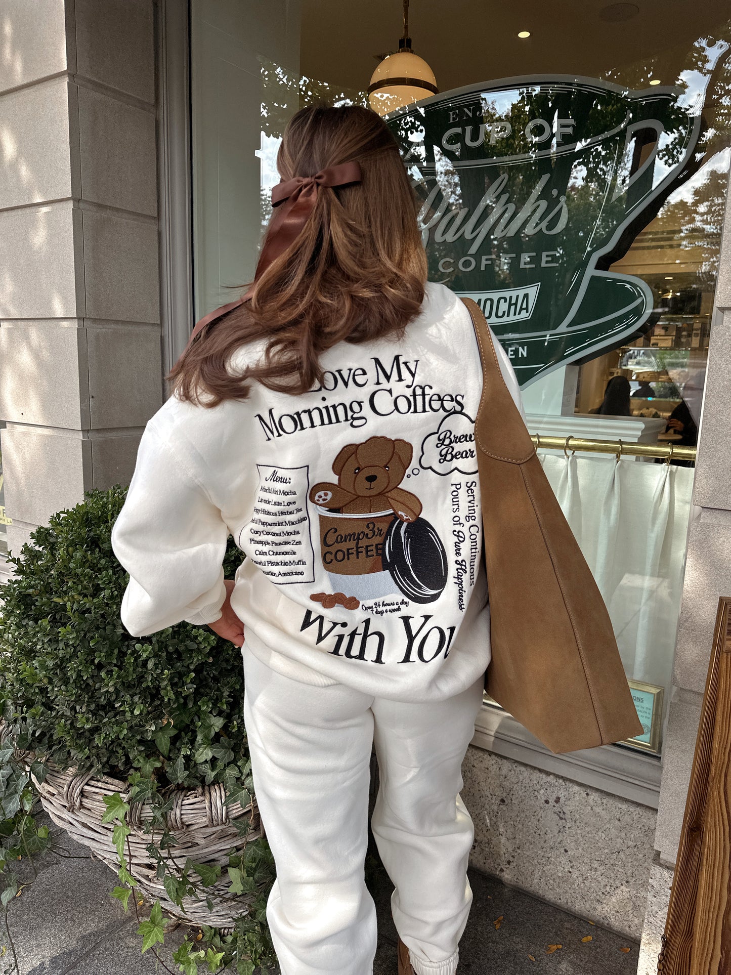 Brew Bear 🐻 Embroidered Sweatshirt Crew The Happy Camp3r