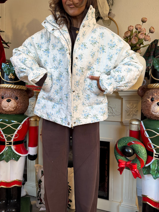 Snow Angel Floral Quilted Jacket DOORBUSTER