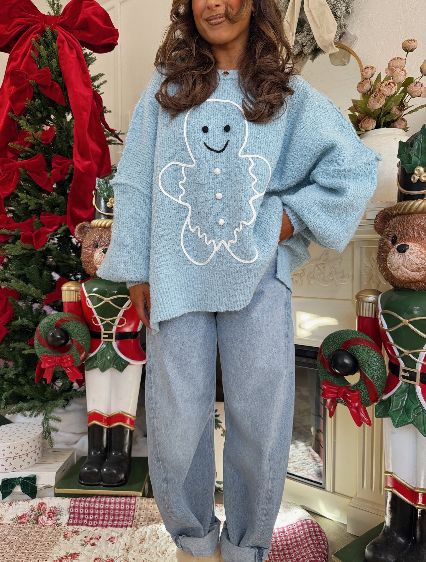 Gingerbread Darling Cozy Sweater (Snow)