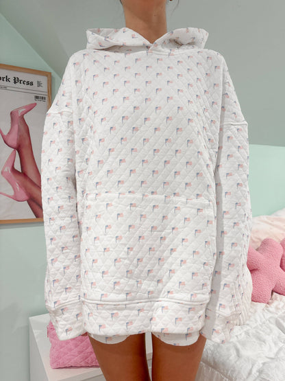 American Flag Hamptons Quilted Hoodie