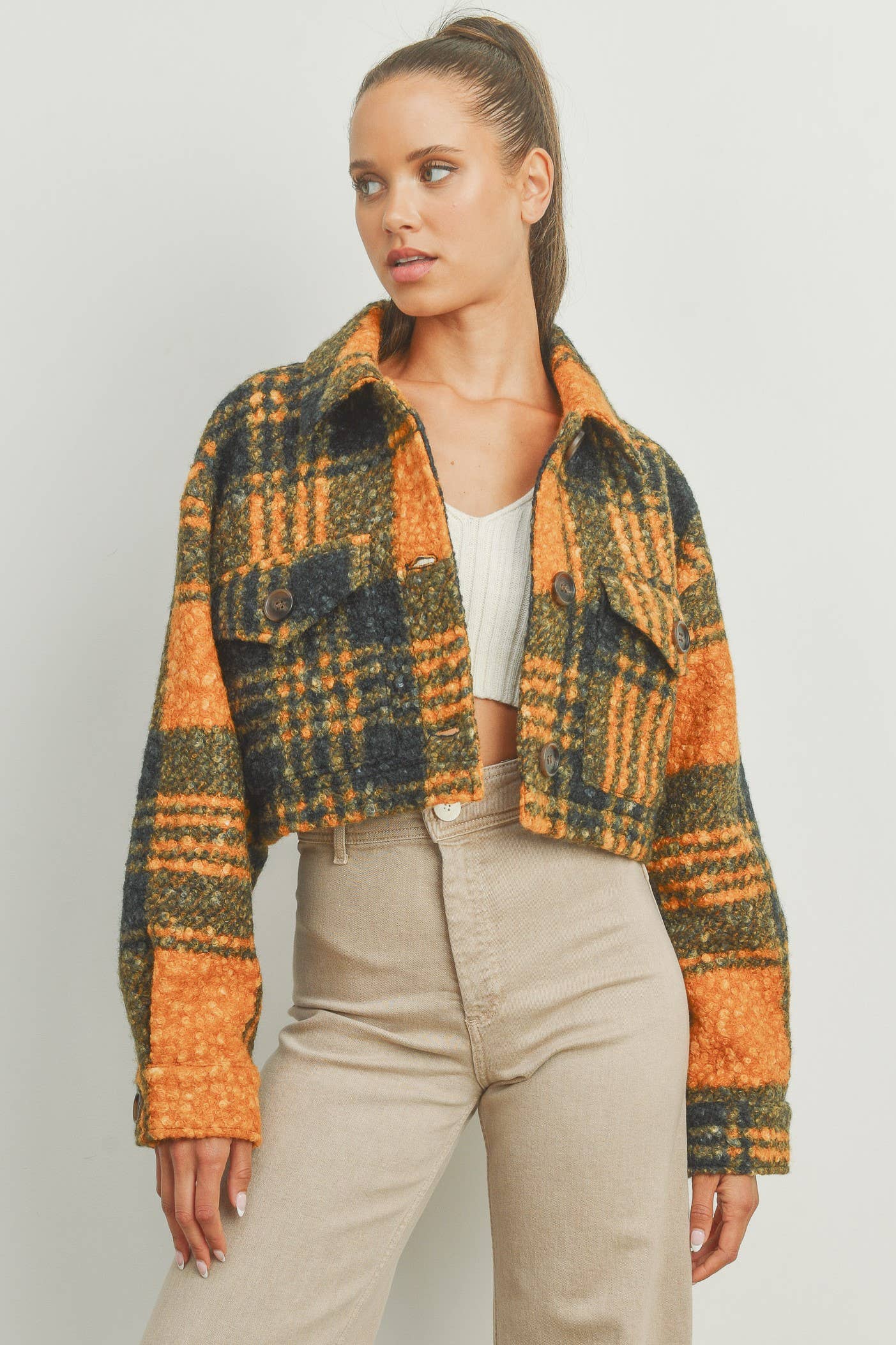 TEDDY PLAID POCKET FALL SHACKET