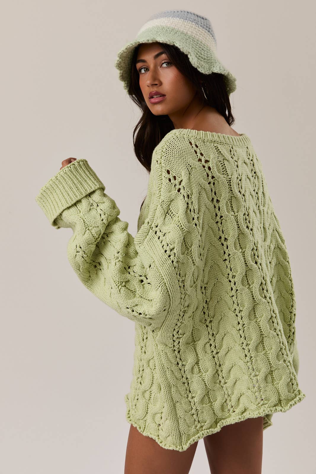 SPRING GARDEN CABLE KNIT SWEATER TOP (Sage) RESTOCK