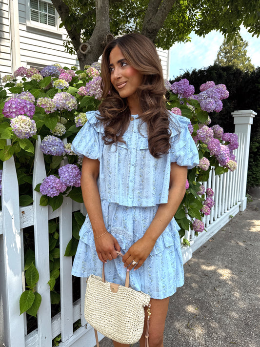 Coastal Shabby Chic Skirt Set (Blue)