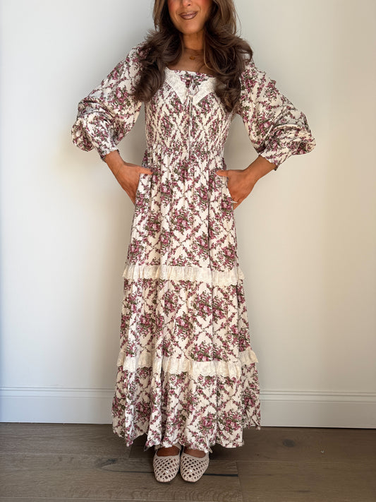 The Rose Vintage Dress (Cream)