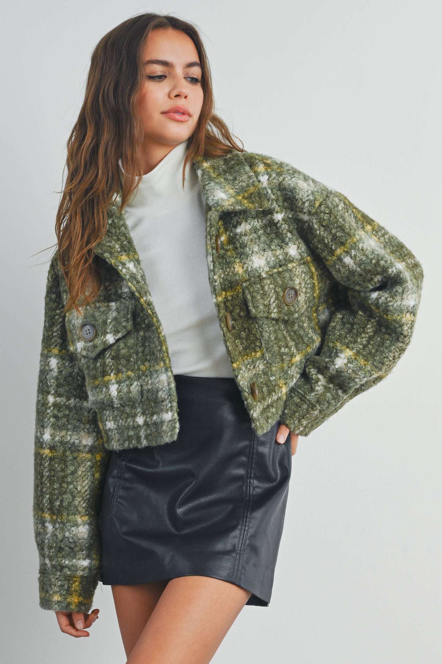 TEDDY PLAID POCKET FALL SHACKET