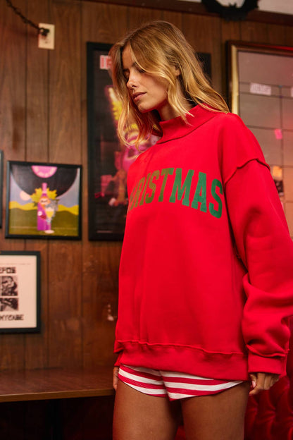 Christmas Printed Reversible Mockneck Sweatshirt