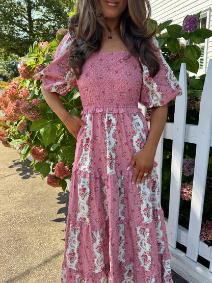 Sweet Bloom Puff Sleeve Midi (rosé)