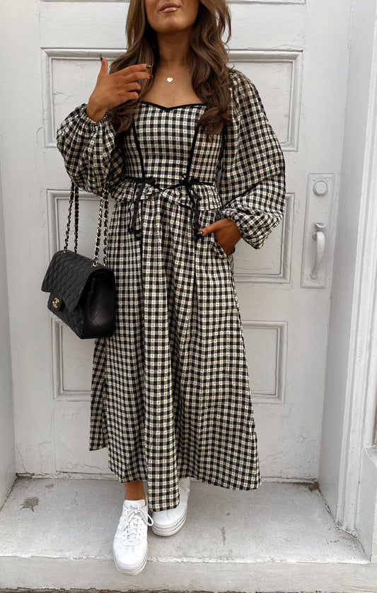 Sweetheart Merry Gingham Midi Dress