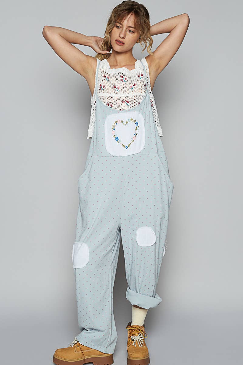 Picnic Heart Patch Overalls Pre-order 5/24