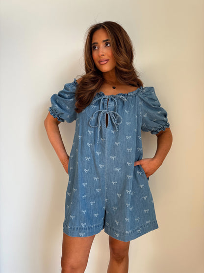 Denim Pointe & A Bow Romper