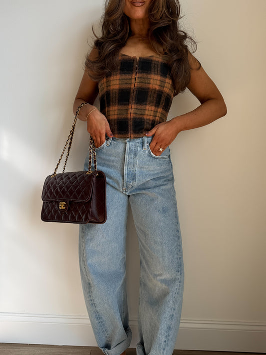 Game Day Flannel Corset Top