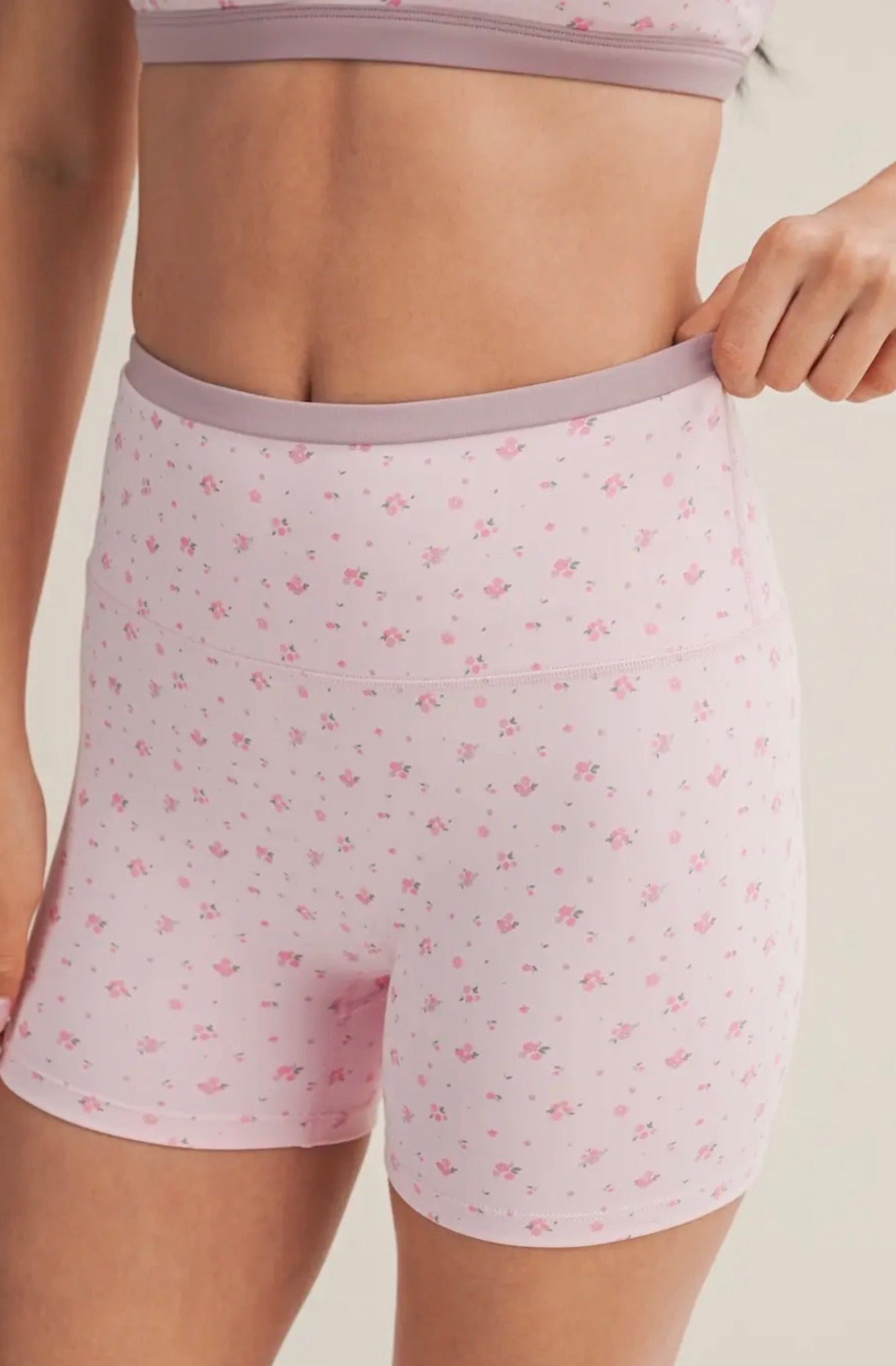 Pink Ditzy Floral Biker Shorts