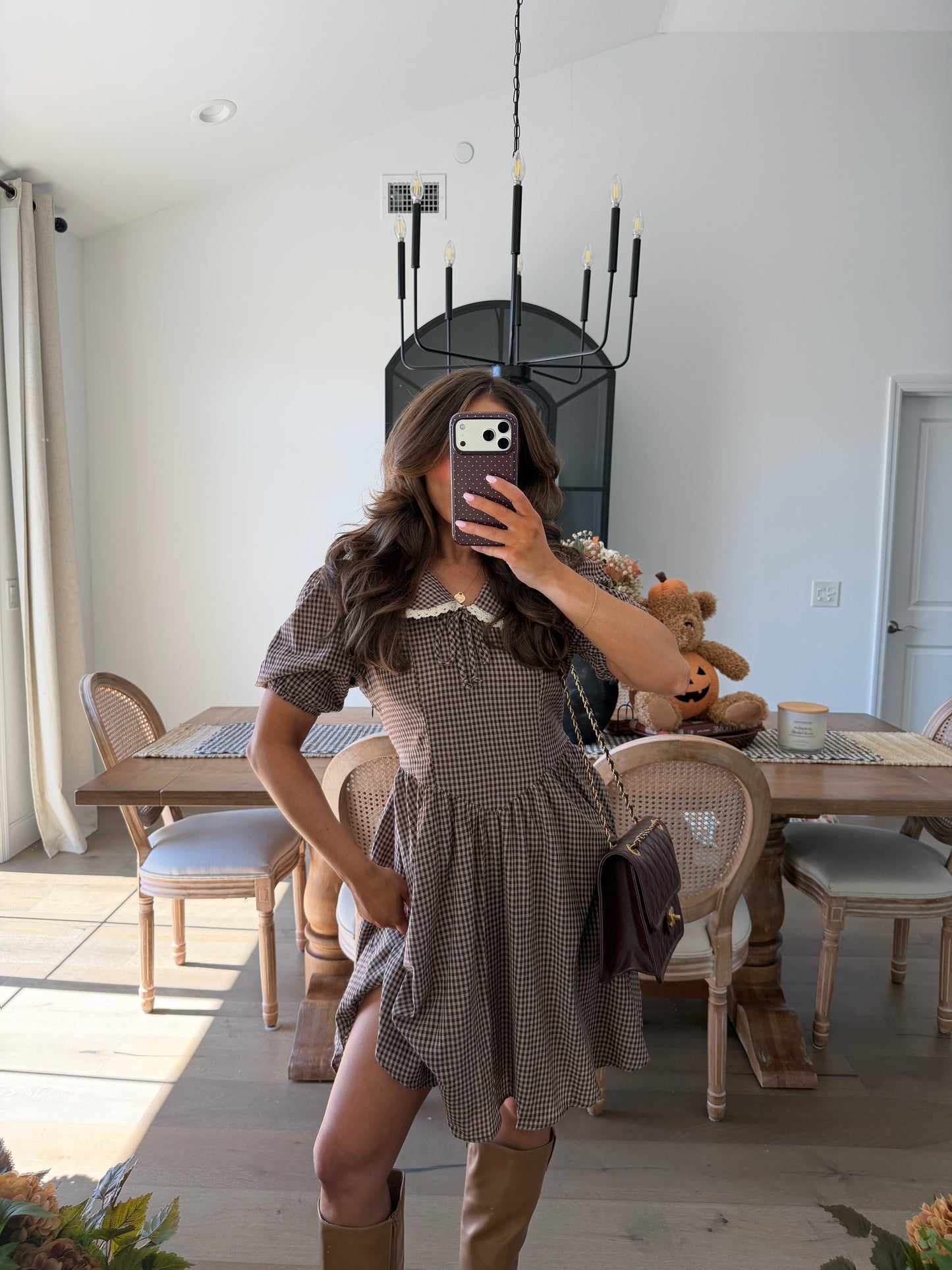 Cider Gingham Patch Mini Dress