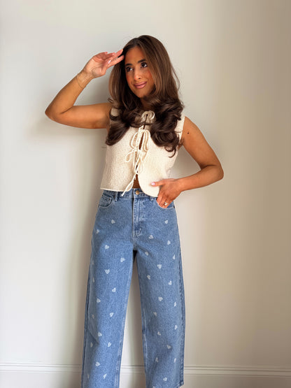 Hearts Full Denim Ankle Loose Jean ( denim)