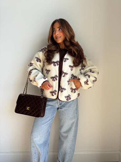 Mocha & Bows Cocoa Sherpa Zip