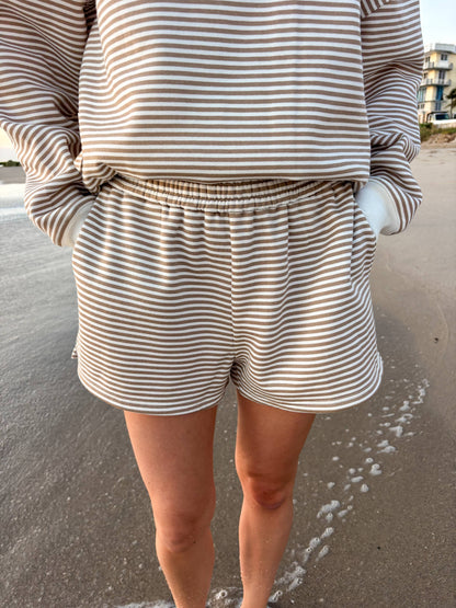 Brown and White Big Striped Shorts new
