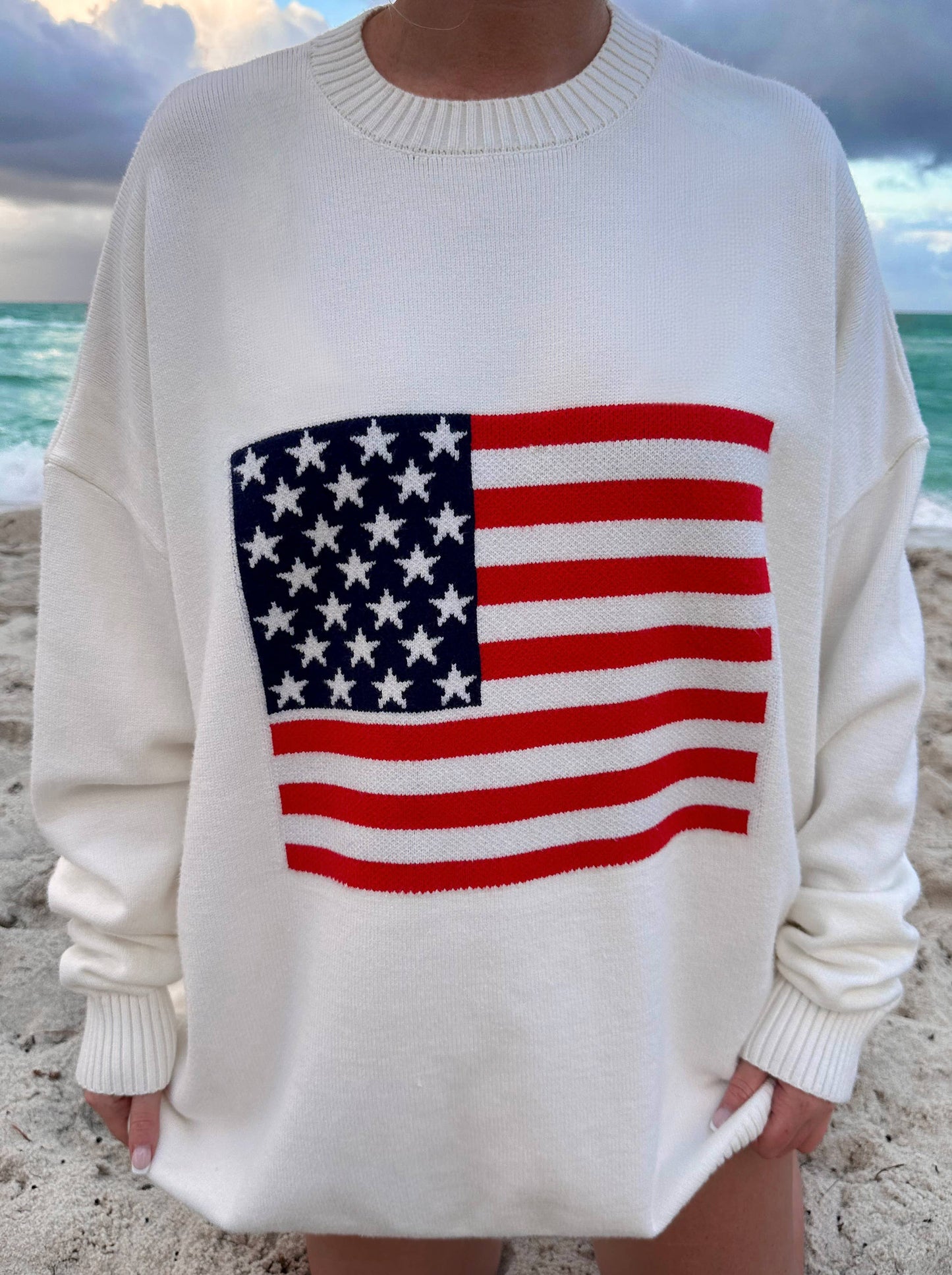 American Flag Oversized Sweater
