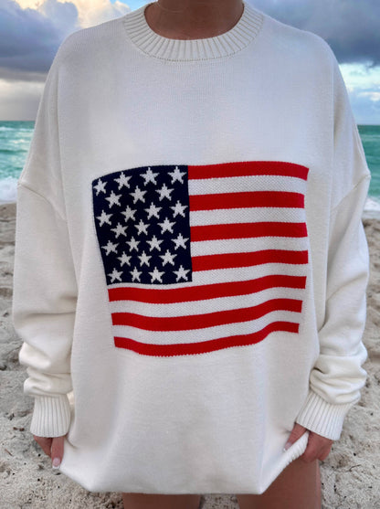 American Flag Oversized Sweater