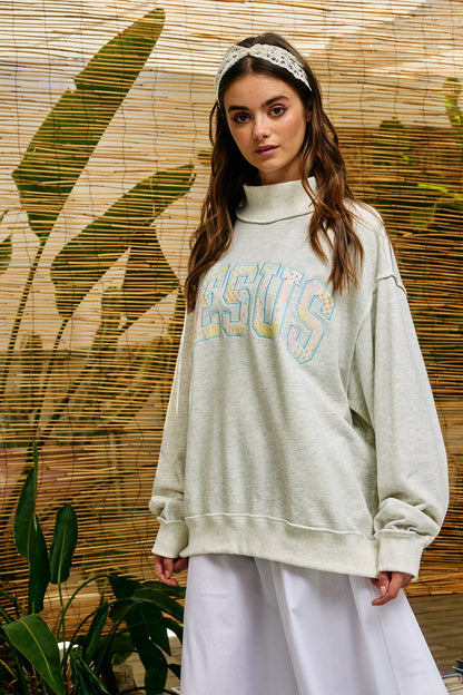 Jesus patchwork Mockneck