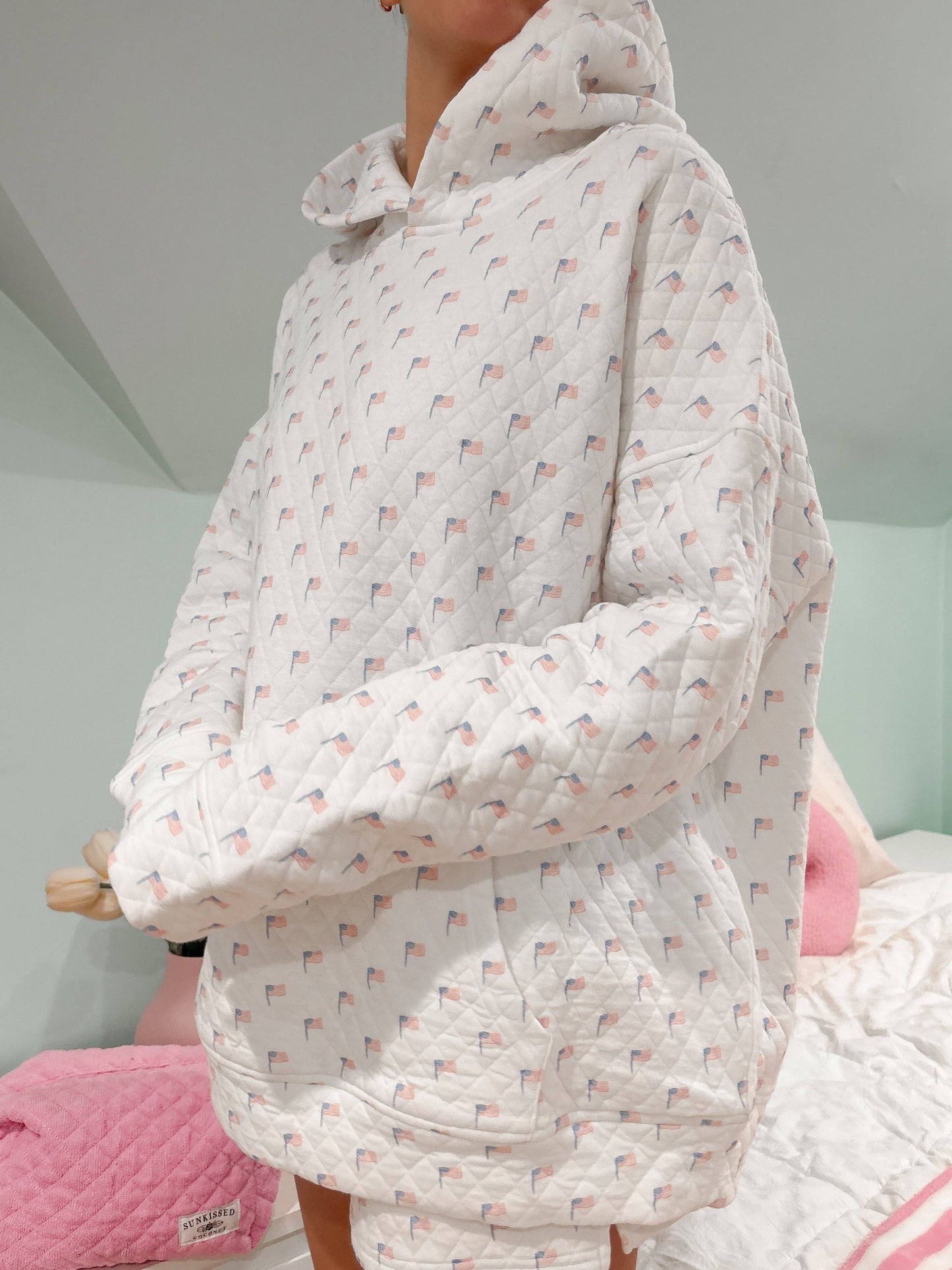 American Flag Hamptons Quilted Hoodie