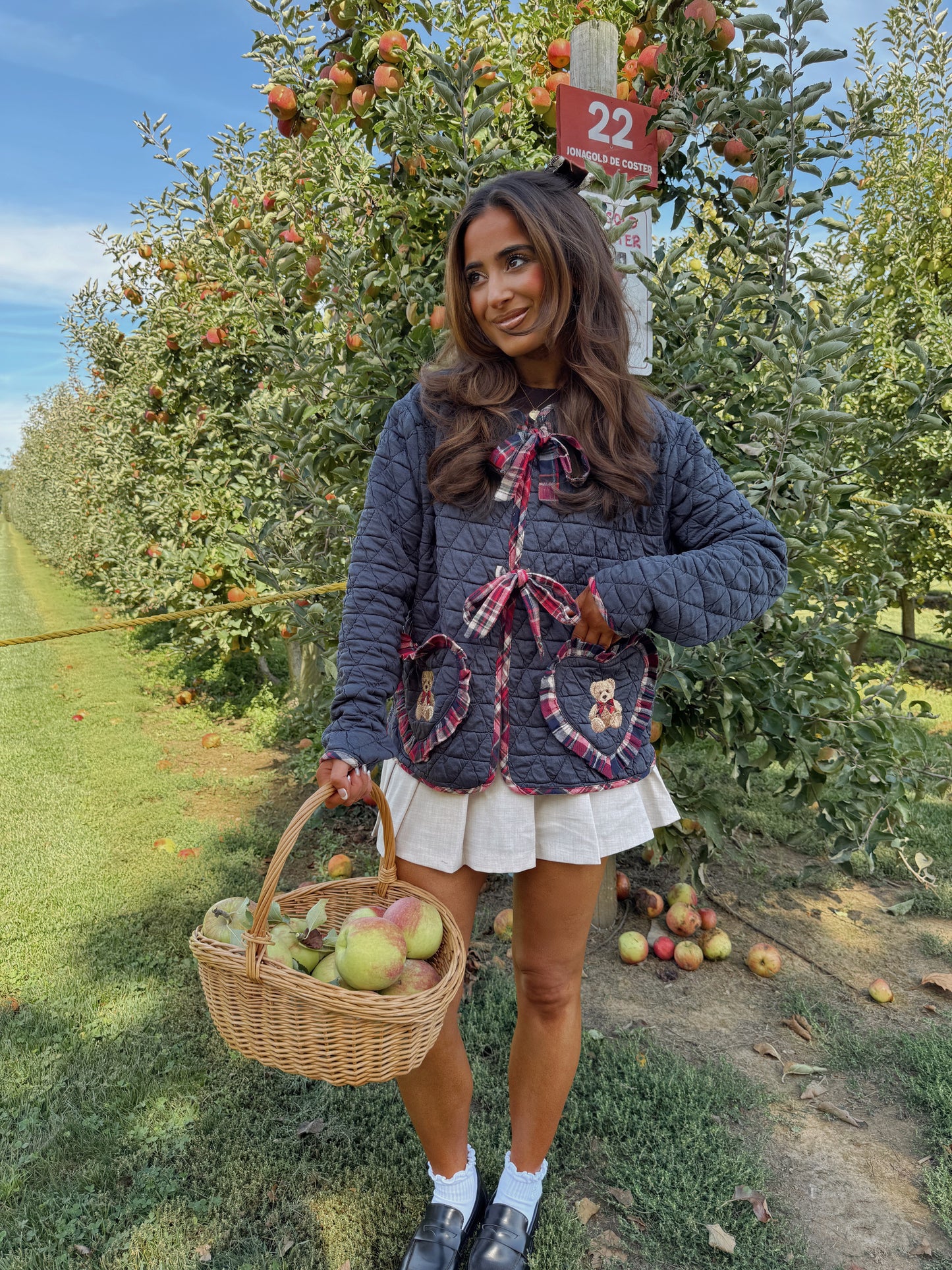 Harvest Teddy Bow Plaid Cardigan