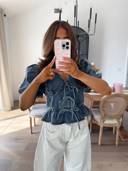 Denim Puff Sleeve Top