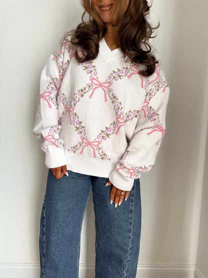 Rose Garden Floral Chunky Sweater