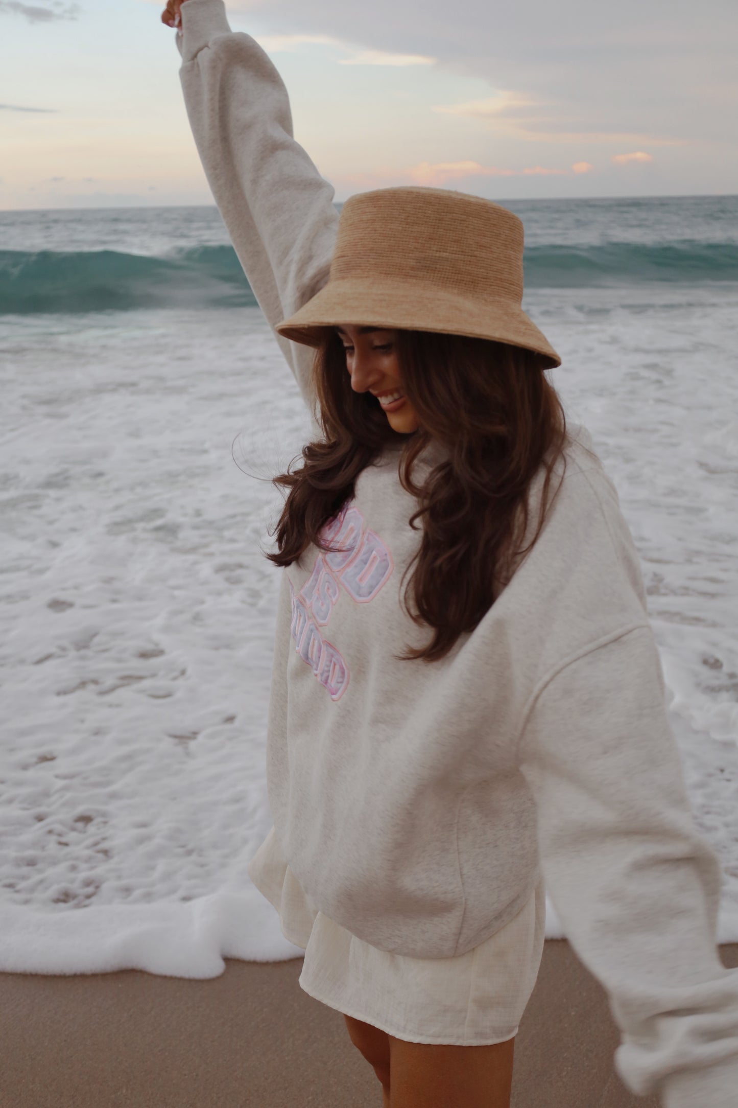 God Is Good floral Grey Mockneck PREORDER