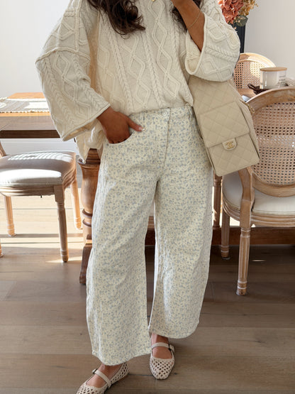 Blueberry Porcelain Ditzy Floral Barrel Jeans (can’t restock)