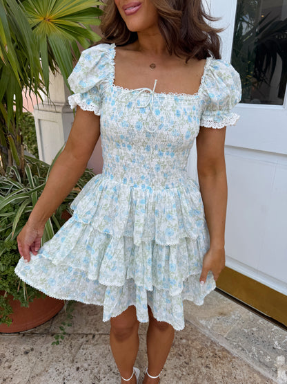 Ocean Blue Babydoll Ruffled Mini