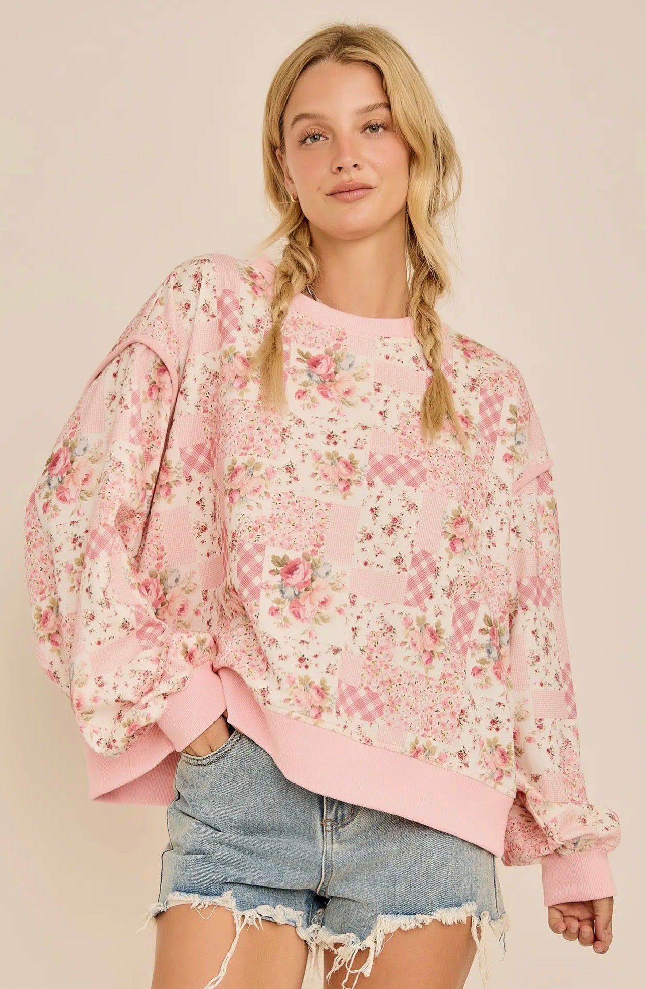 Rose & Petals Patchwork Crewneck
