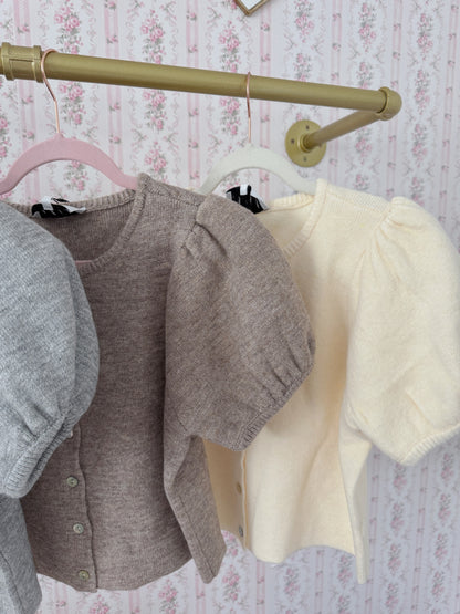 Darling Puff Cardigan Sweater ( mocha & crème now open for pre-order)
