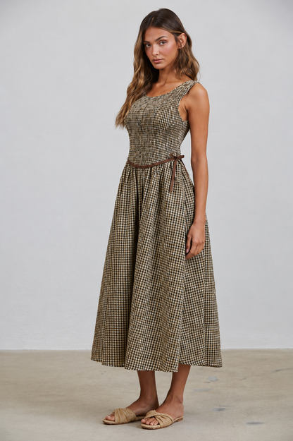 Picnic Cottage Gingham Midi Dress