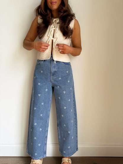 Hearts Full Denim Ankle Loose Jean ( denim)
