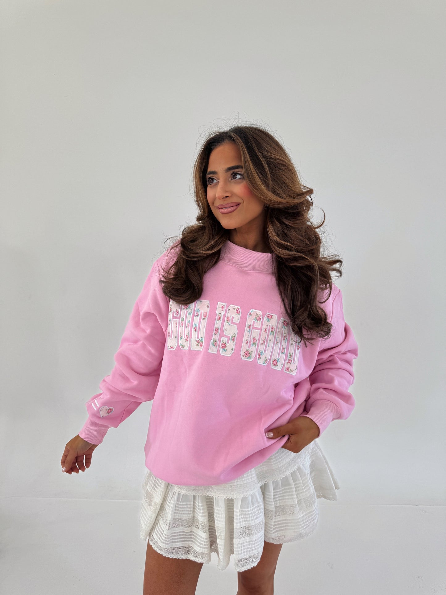 God Is Good Custom Crewneck (Vintage Floral)