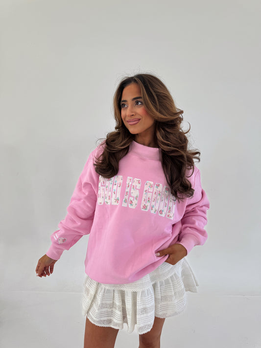 God Is Good Custom Crewneck (Vintage Floral)