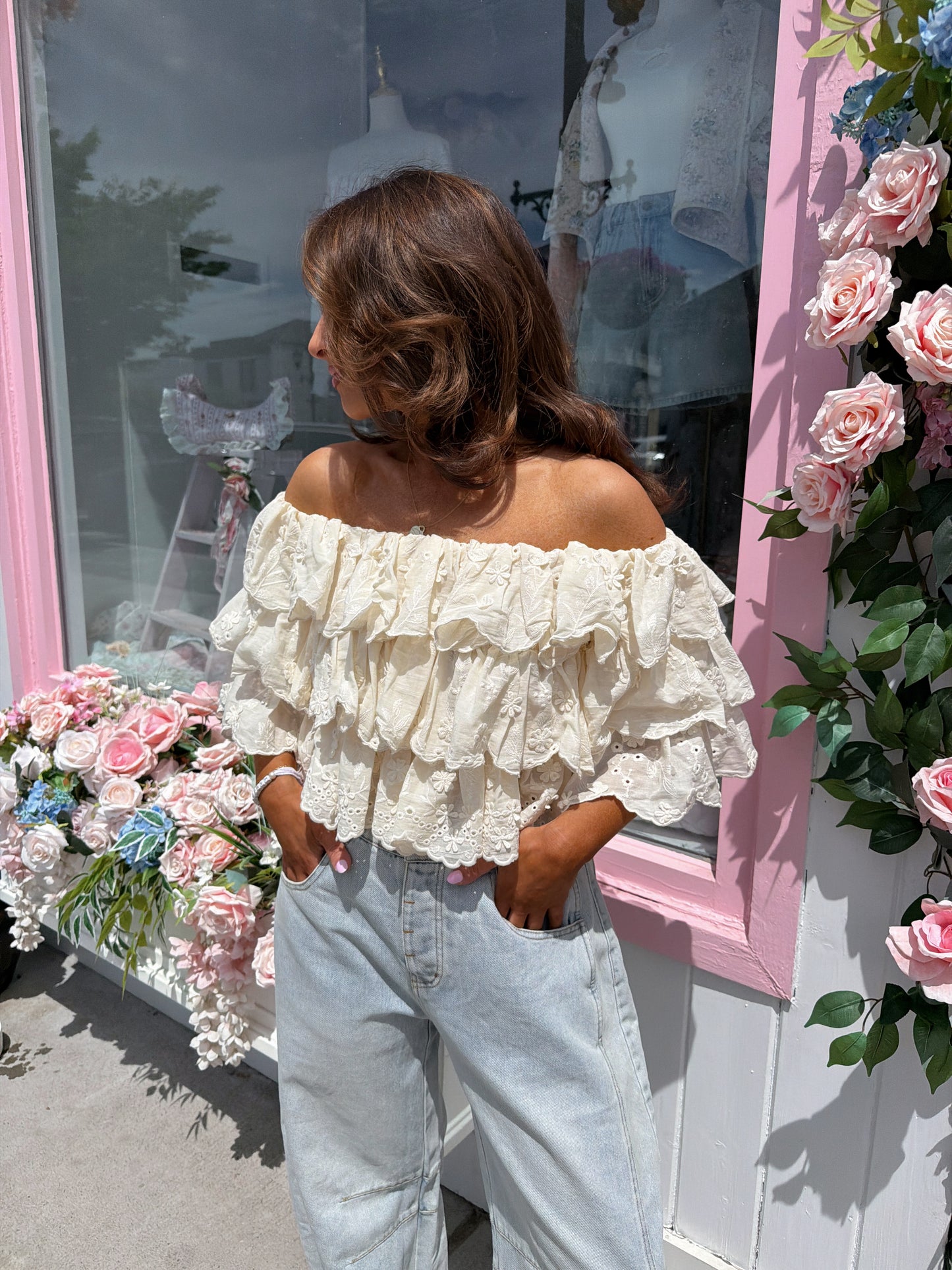 Lace Oat Ruffles Top
